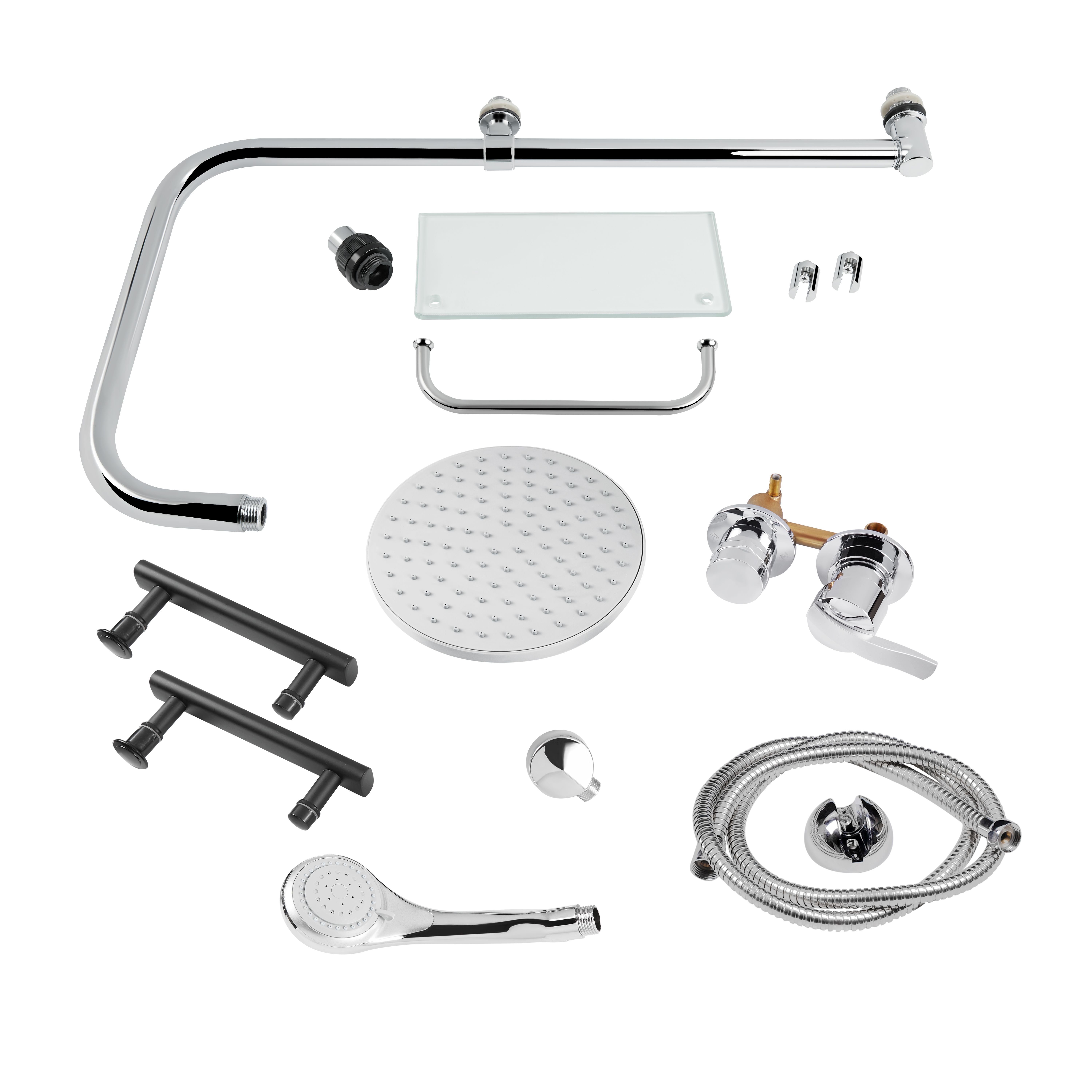 Набор Lidz душевой бокс Majatek SB90x90.BLA.LOW.TR, стекло прозрачное 5 мм + поддон Kupala