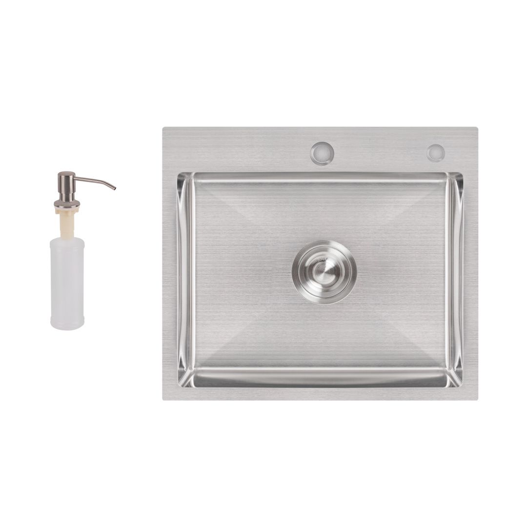 Мийка для кухні інтегрована Lidz Handmade H5045 (LDH5045BRU35383) Brushed Steel 3,0/1,0  мм