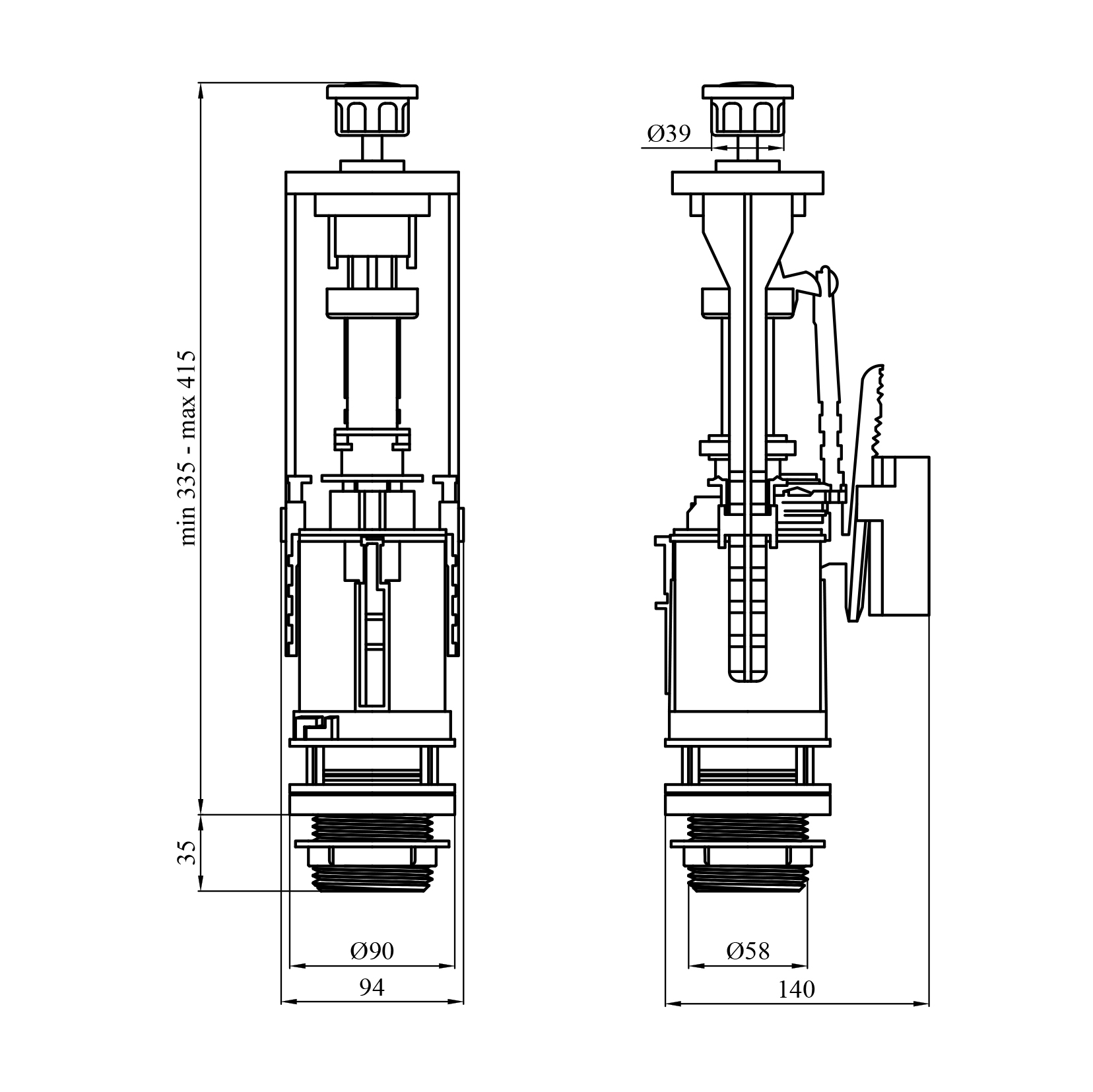 Зливний клапан для бачка унітаза NM дворівневий