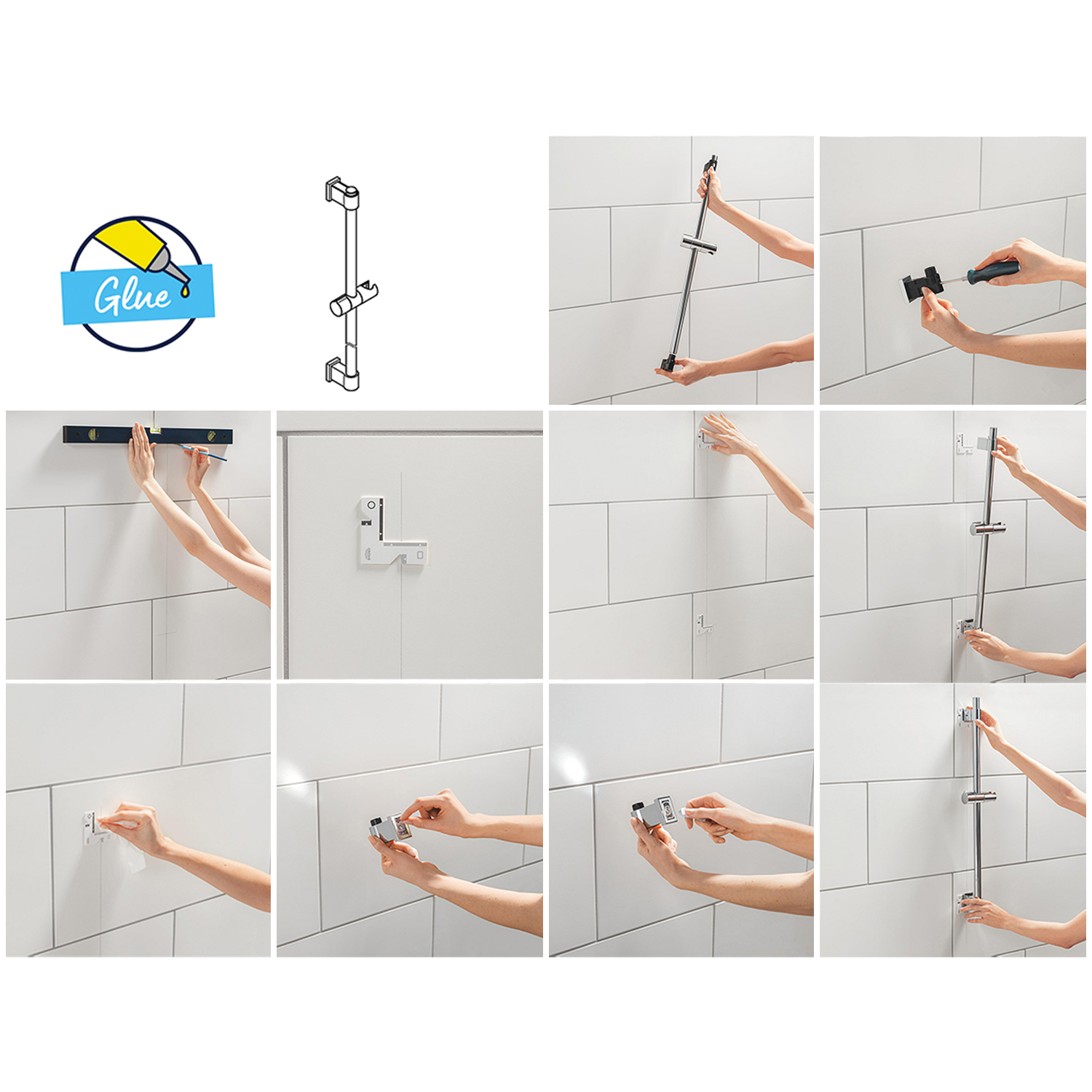 Душова система Grohe Euroeco з гарнітуром Vitalio Comfort 110 та шланговим підключенням 3274226929