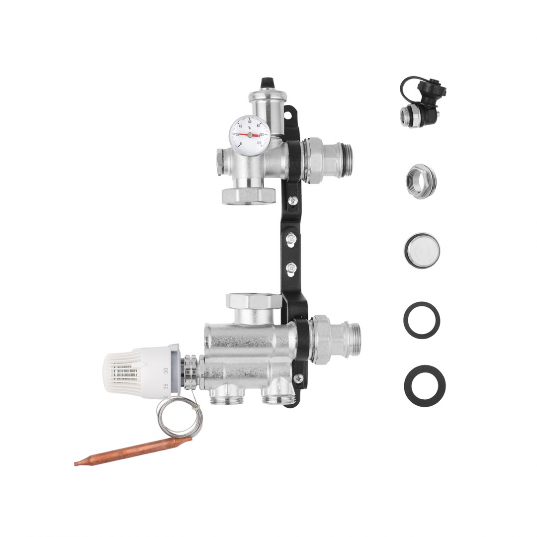 Змішувальний вузол для колектора в зборі з нижнім підключенням STA 1", нікельований
