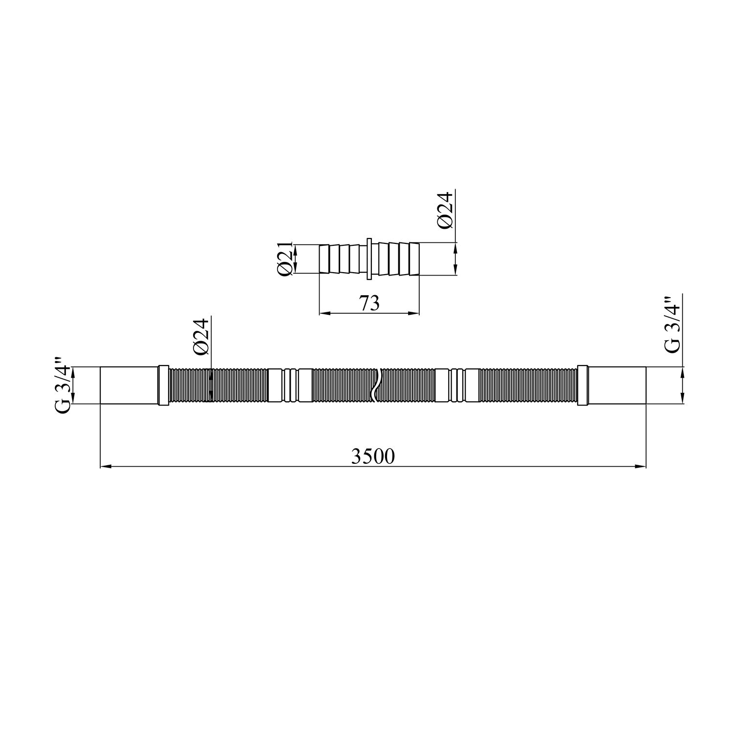 Зливний шланг для пральної машини Kroner KRP - DR350 350 см