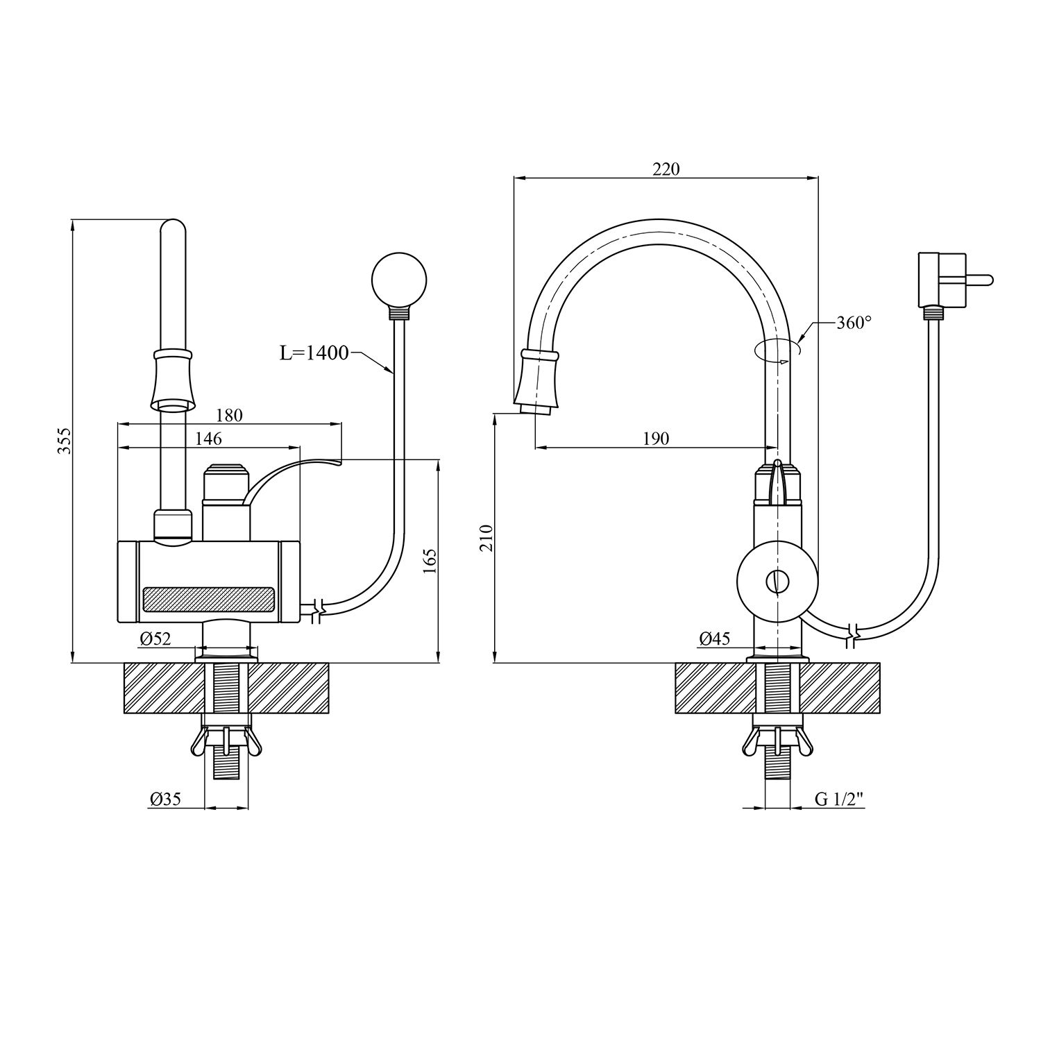 Проточний водонагрівач Kroner KRM Volt - CW091 з дисплеєм