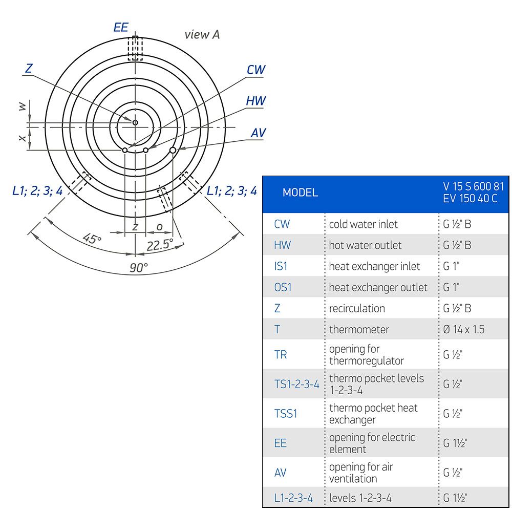 Буферная емкость Tesy 600/150 л (V15S60081EV15040C) 303866