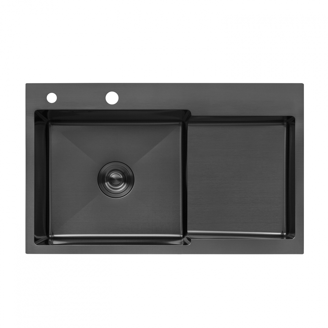 Кухонна мийка Kroner KRP Schwarze - 7848LHM PVD (3.0/1.0 мм)