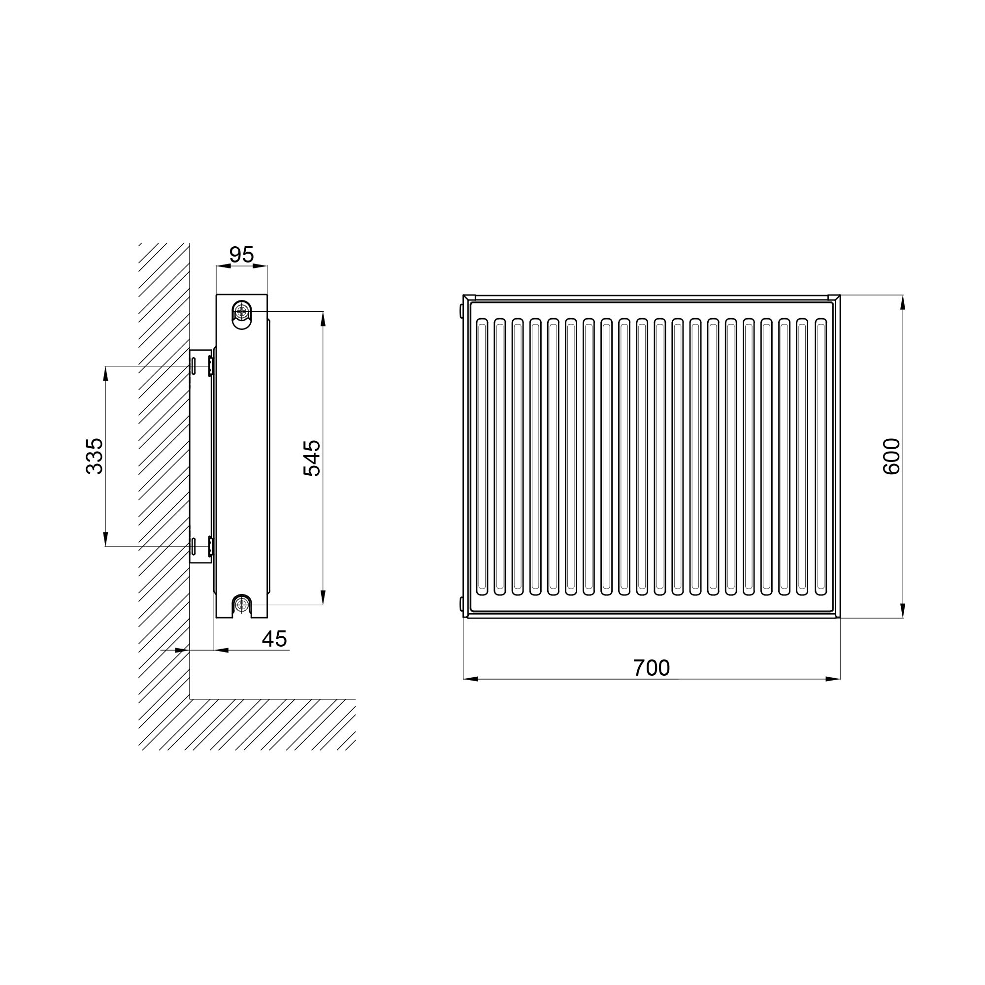 Радиатор стальной Aquatronic 20 тип 600х700 боковое подключение