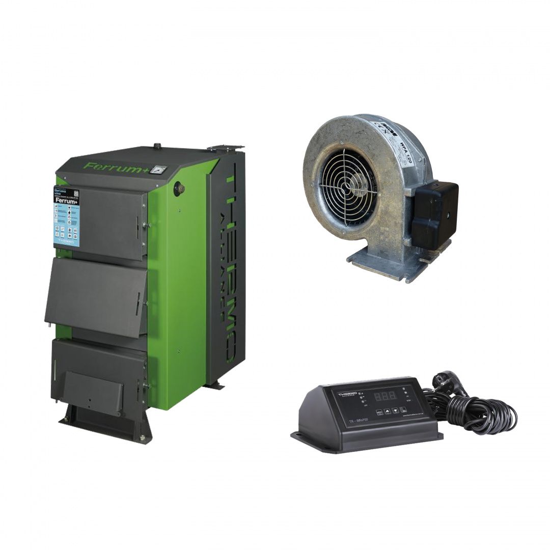 Thermo Alliance Ferrum Plus V 3.0 Котел твердотопливный стальной FSF+ 16 + Вентилятор котла до 40 кВт, "M Plus M" + "ТА25nzPID" Контроллер для котла