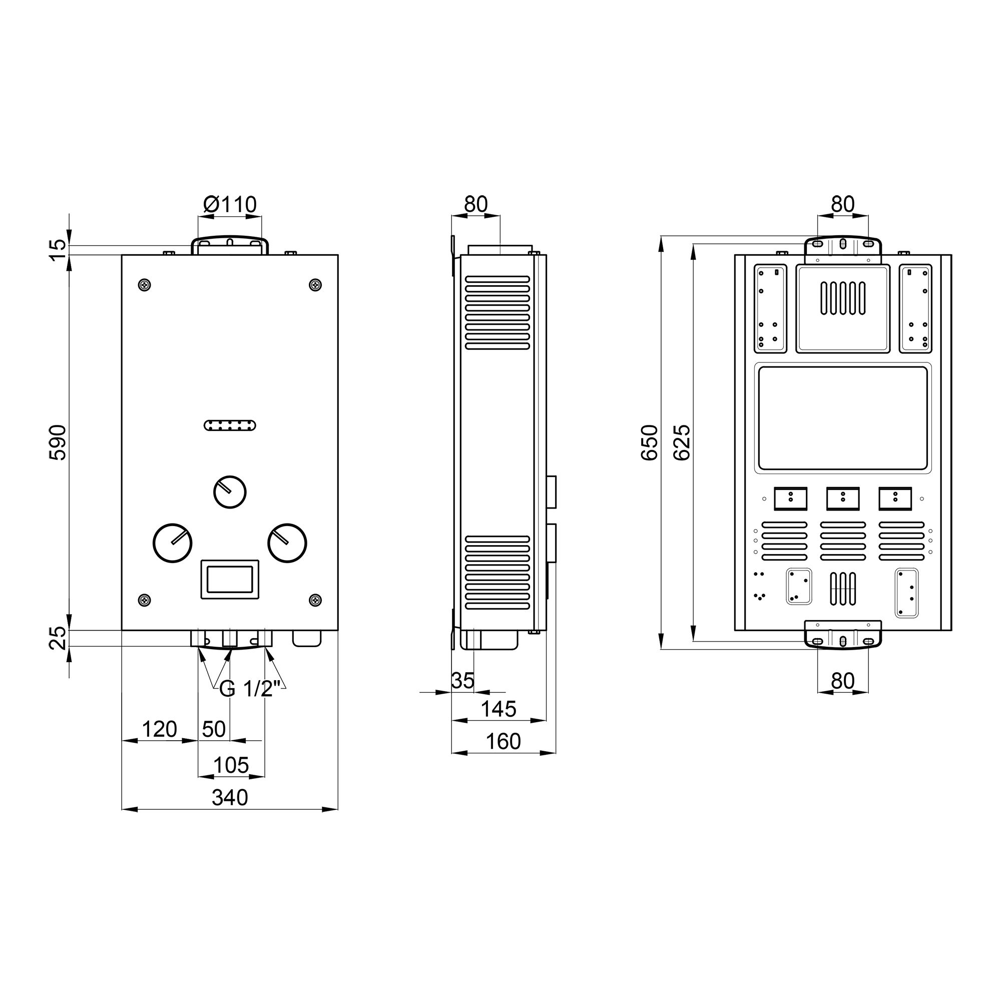 Колонка газовая дымоходная Aquatronic JSD20-AG208 10 л с режимом Зима/Лето, панель из стекла с рисунком горы