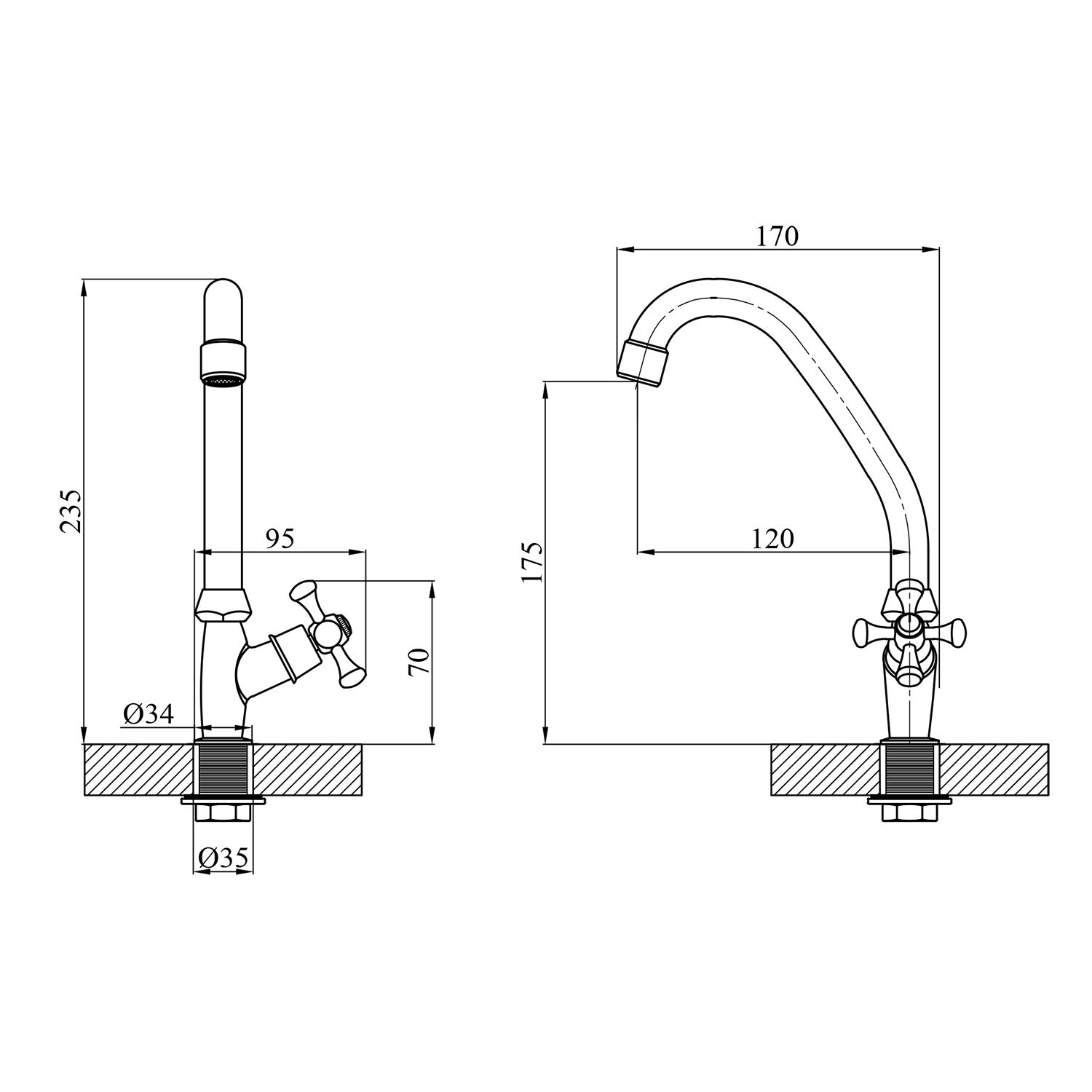 Кран на одну воду Kroner KRM Rhein - C090