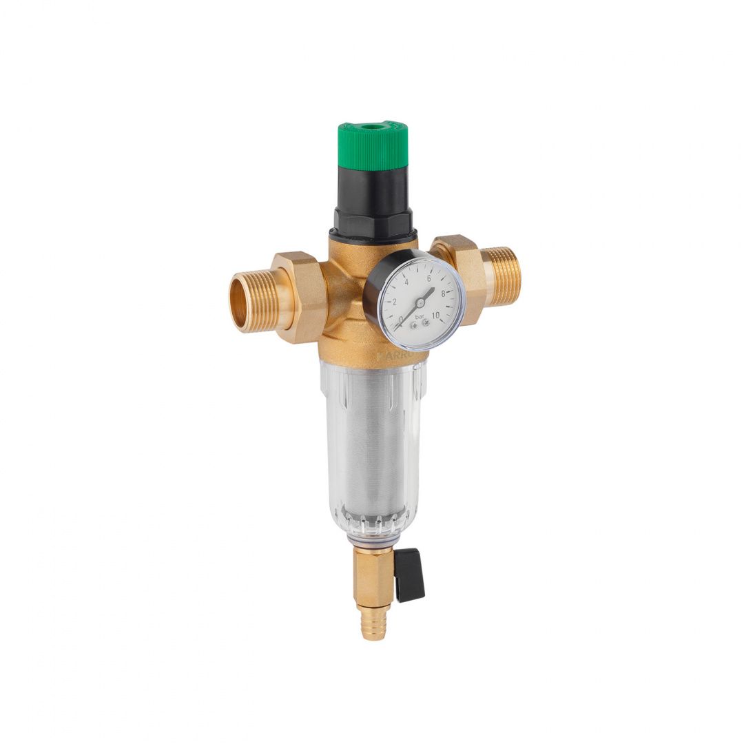 Фільтр самоочисний з редуктором тиску Karro 1" ЗЗ, латунний KR-8800