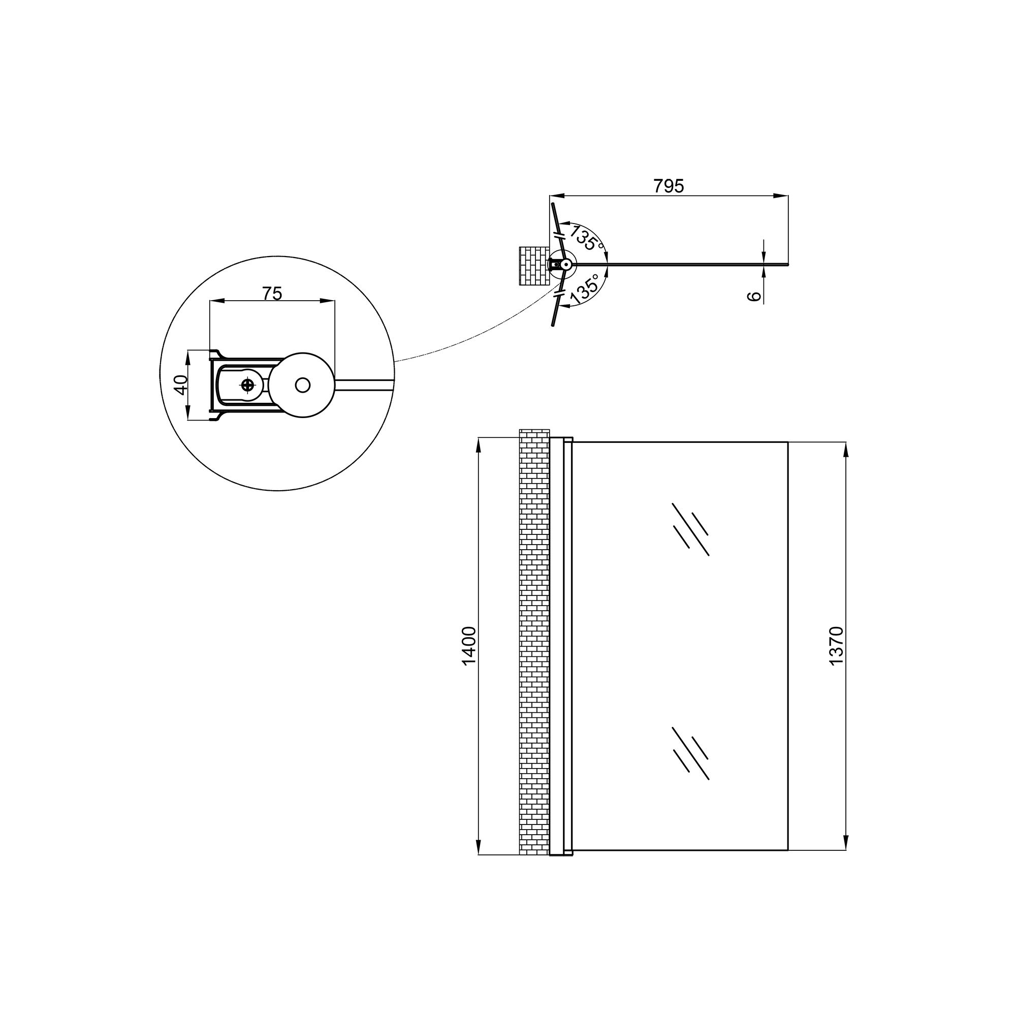 Штора на ванну Lidz Brama SS80x140R.CRM.TR стекло прозрачное 6 мм, правая
