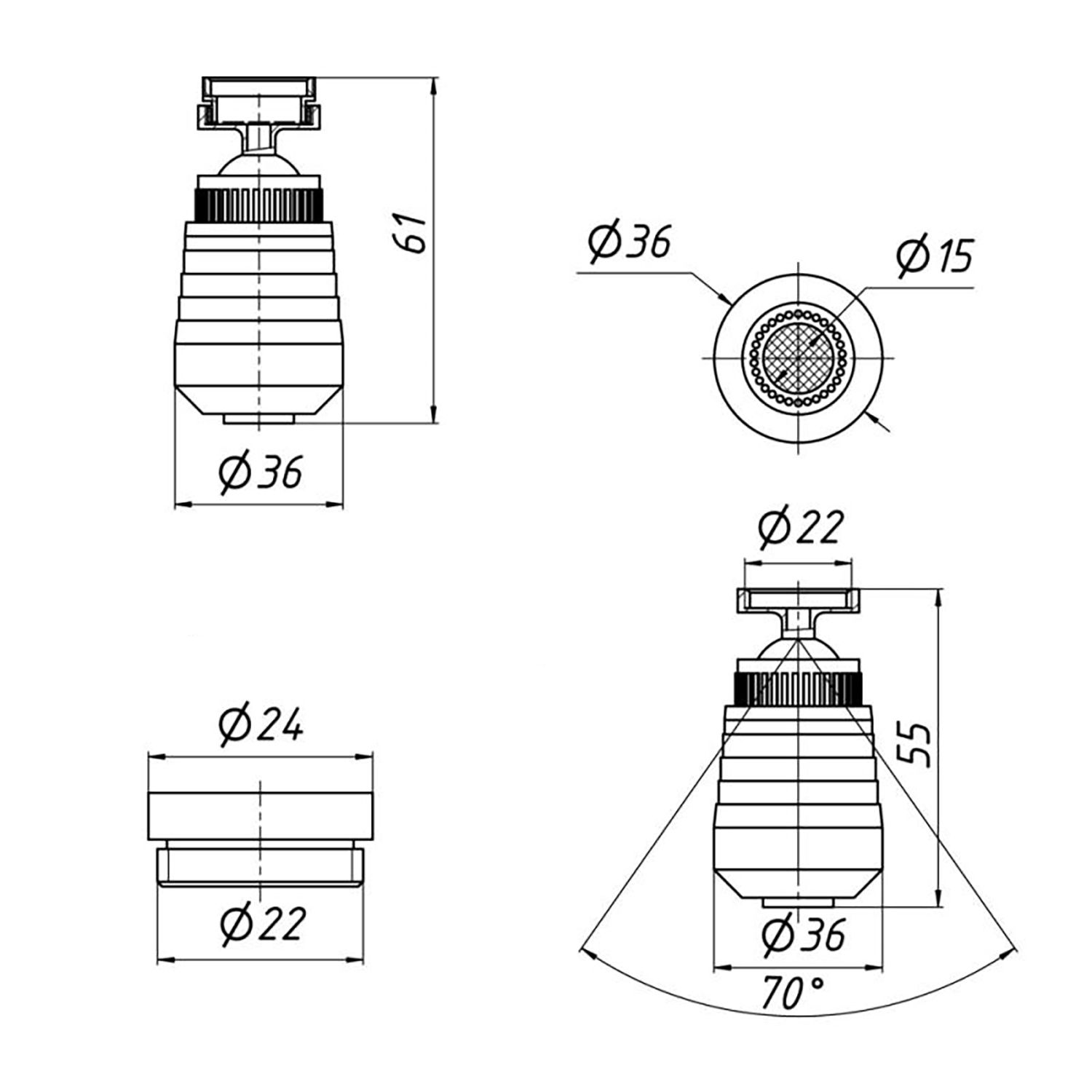 Аератор для змішувача поворотний Kroner KRM - C932 універсальний, два режими