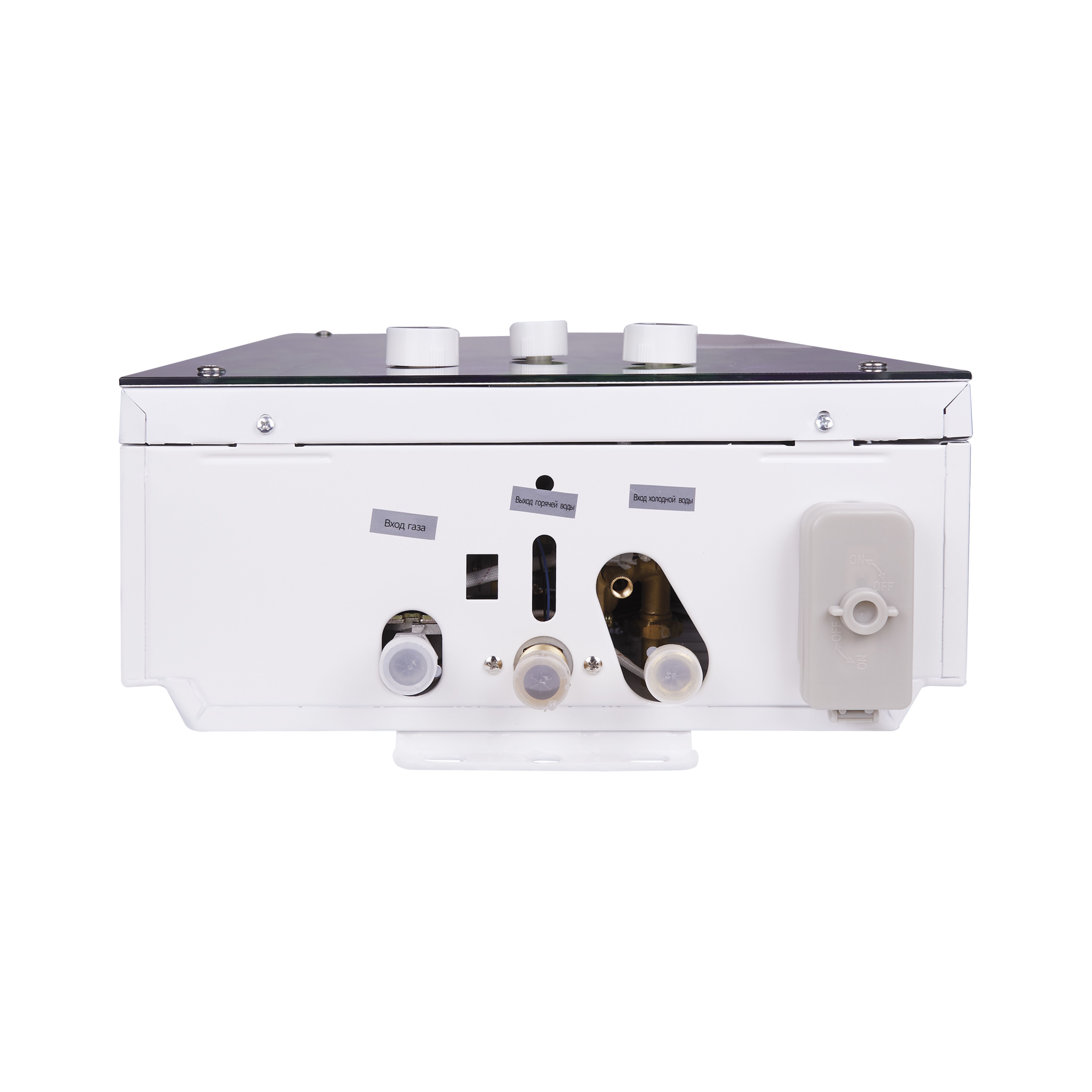 Колонка газовая дымоходная Aquatronic JSD20-AG208 10 л с режимом Зима/Лето, панель из стекла с рисунком горы