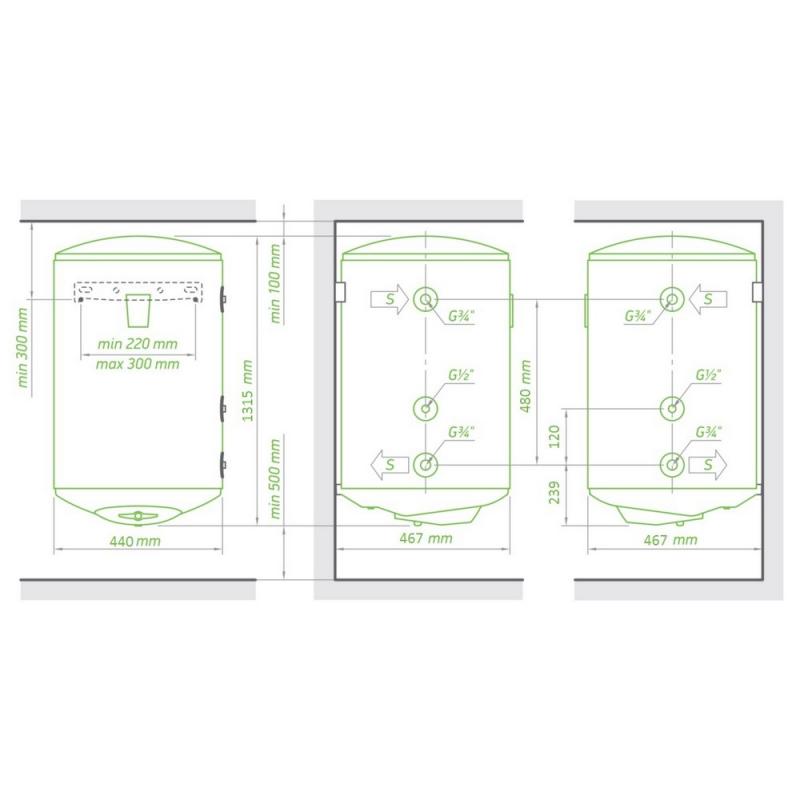 Комбинированный водонагреватель Tesy Bilight 150 л, мокрый ТЭН 2,0 кВт (GCVSL1504420B11TSRP) 305151