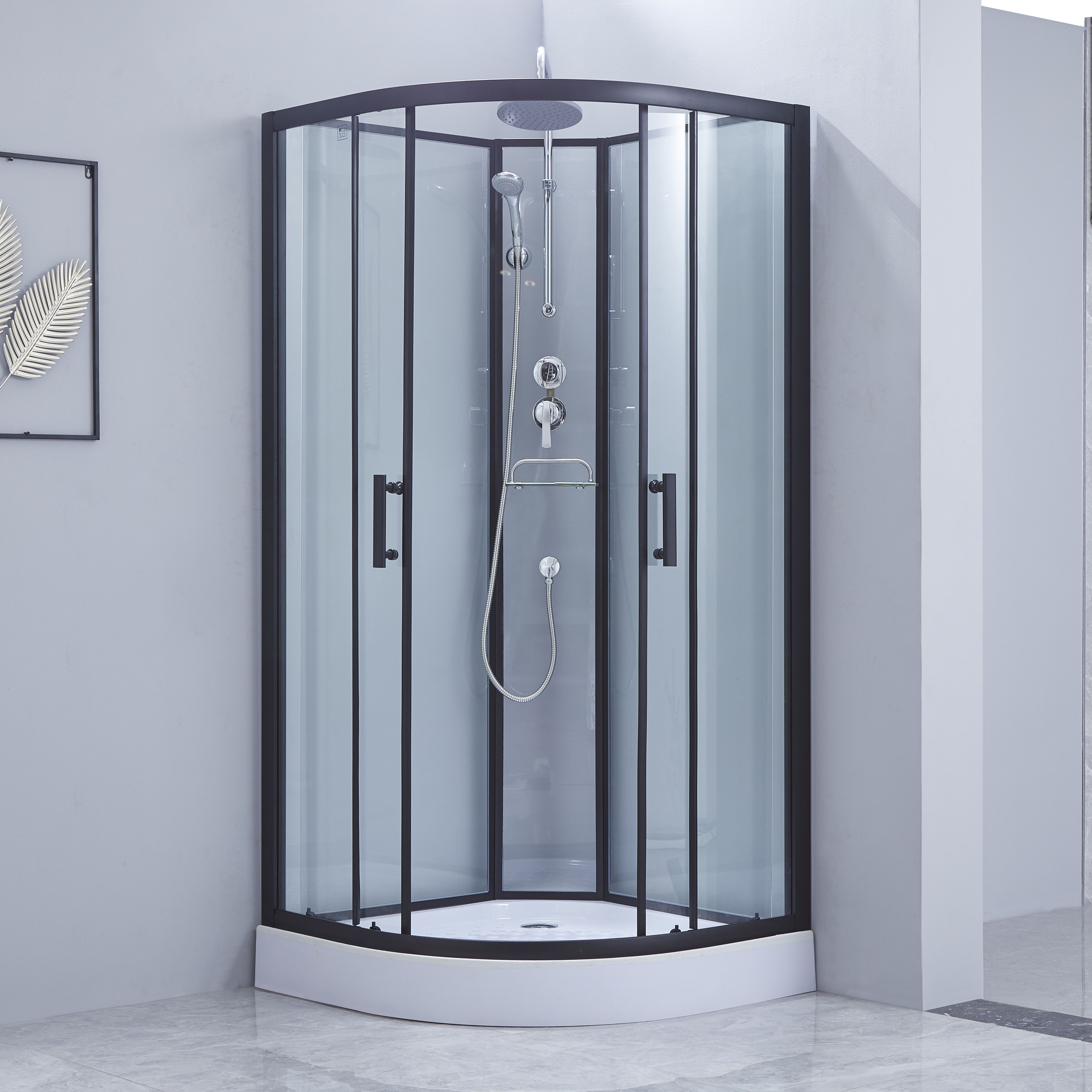 Душевой бокс Lidz Majatek SB90x90.BLA.LOW.TR, стекло прозрачное 5 мм