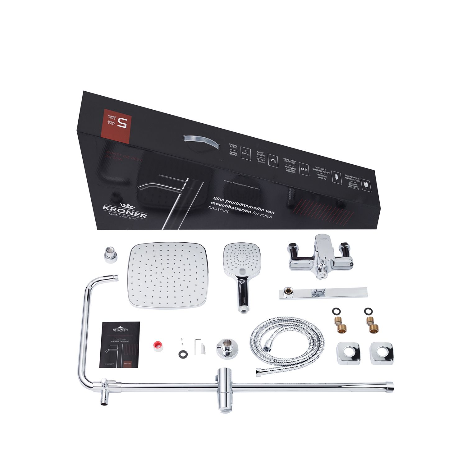 Набор 2 в 1 душова система Kroner Armada-C067 + змішувач Ems-C010