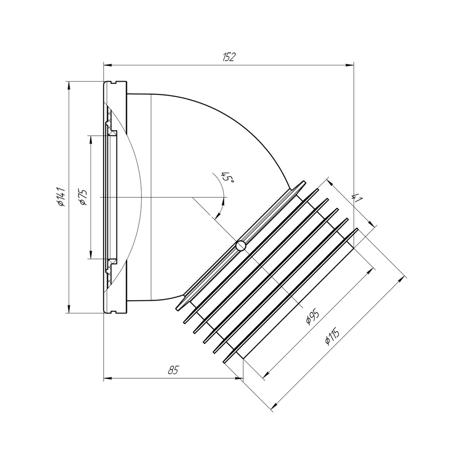 Фанова труба для унітаза ANIplast з випуском 110х45° W4228EU