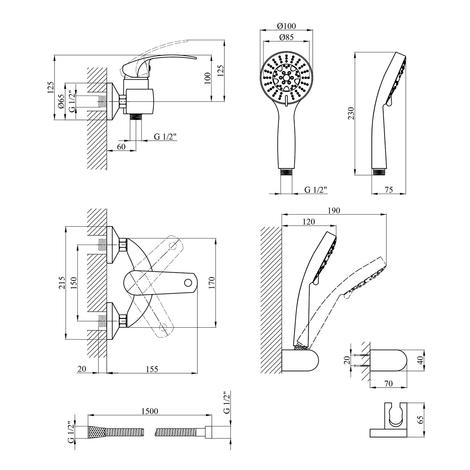 Змішувач для душу Kroner KRP Konstante - C050