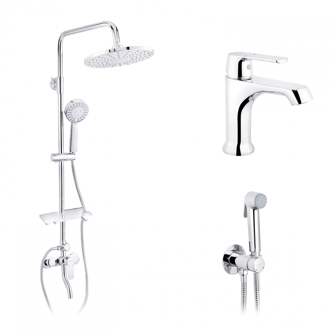 Набор 3 в 1 душова система Kroner Armada-C064K + змішувач Armada-C010 + змішувач Bidet-C082