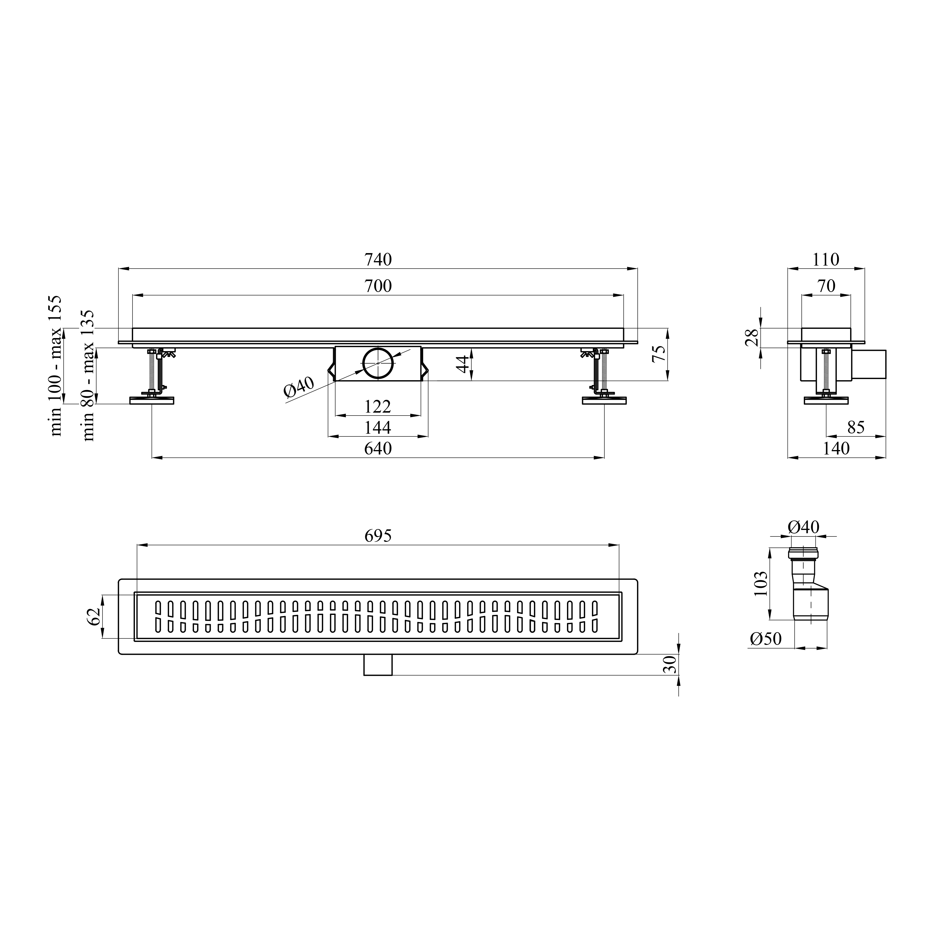 Трап лінійний Kroner KRP Eifel W70 Welle