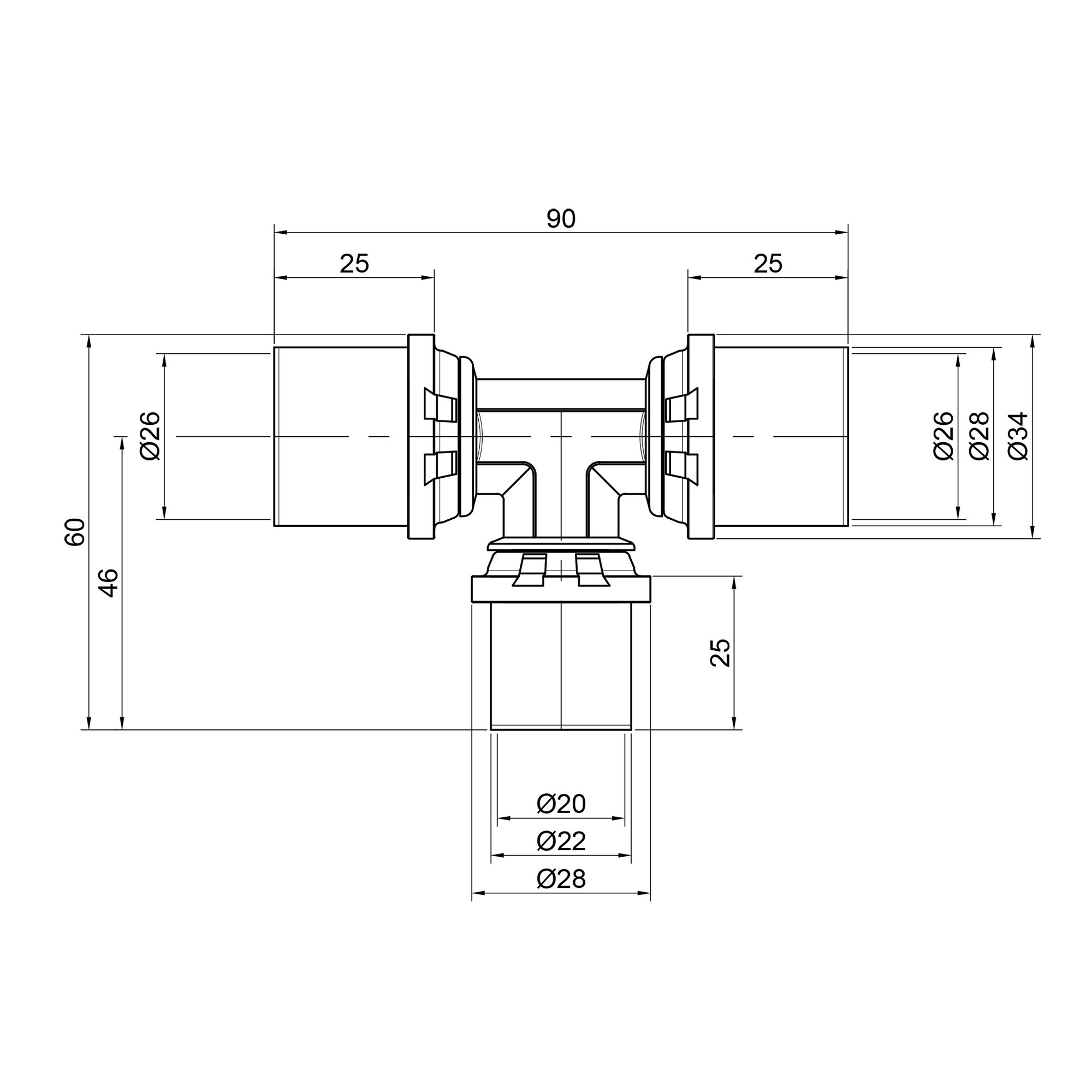 Трійник прес Icma 26х20х26 №406