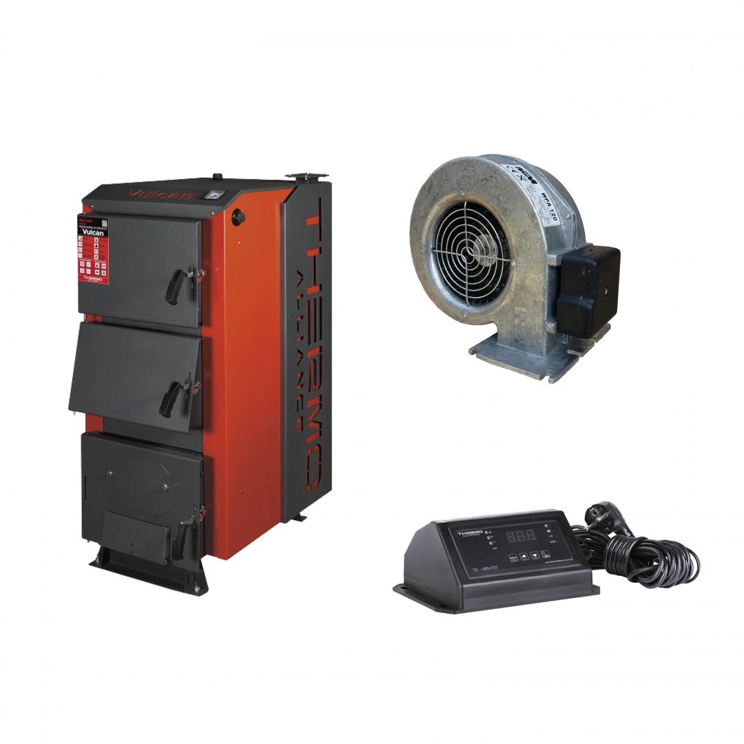 Thermo Alliance Vulcan V 3.0 Котел твердотопливный стальной SF 35 + Вентилятор котла до 40 кВт, "M Plus M" + "ТА25nzPID" Контроллер для котла