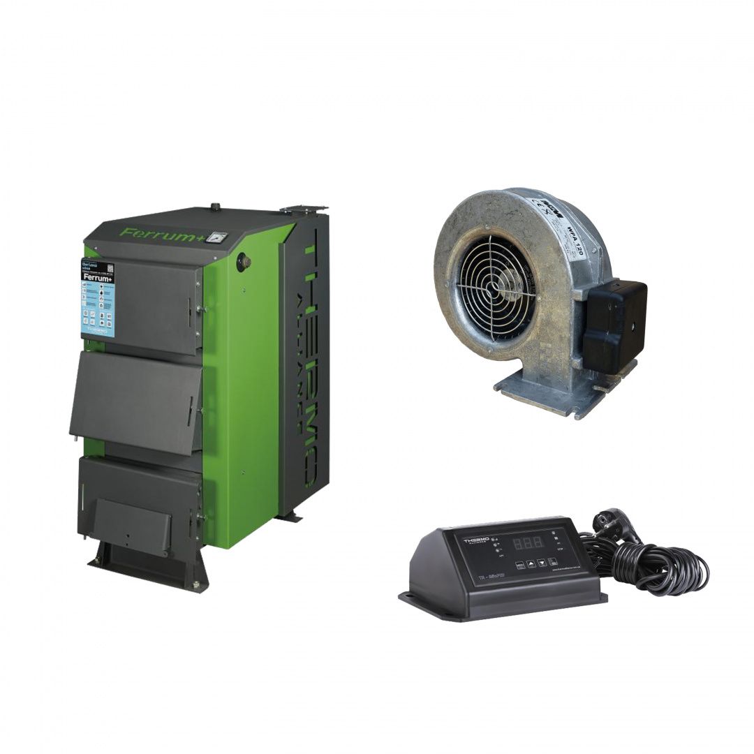 Thermo Alliance Ferrum Plus V 3.0 Котел твердотопливный стальной FSF+ 26 + Вентилятор котла до 40 кВт, "M Plus M" + "ТА25nzPID" Контроллер для котла