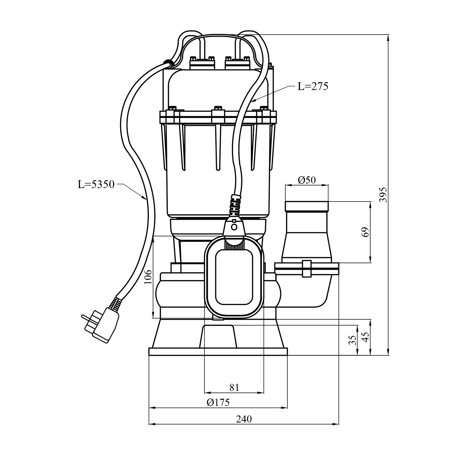 Насос фекальний Grandwater WQD10-10-1,1 кВт