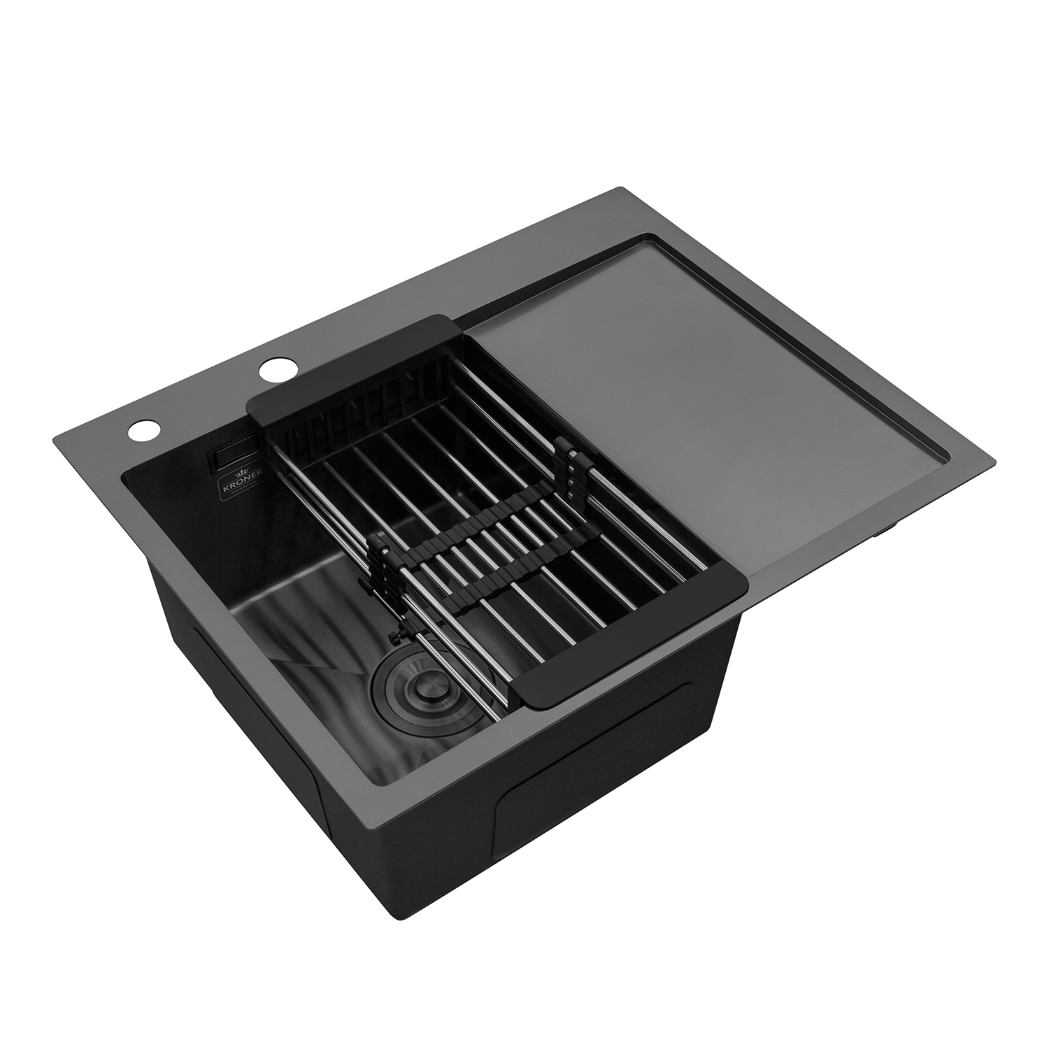 Кухонна мийка Kroner KRP Schwarze - 6350LHM PVD (3.0/1.0 мм)