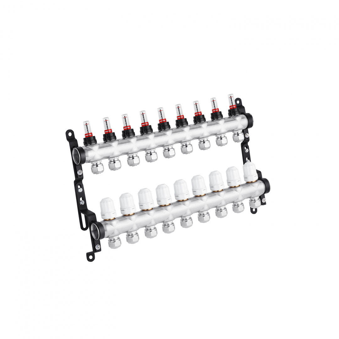 Колектор в зборі STA "Classic" на 9 виходів G1" з євроконусами, нержавіюча сталь