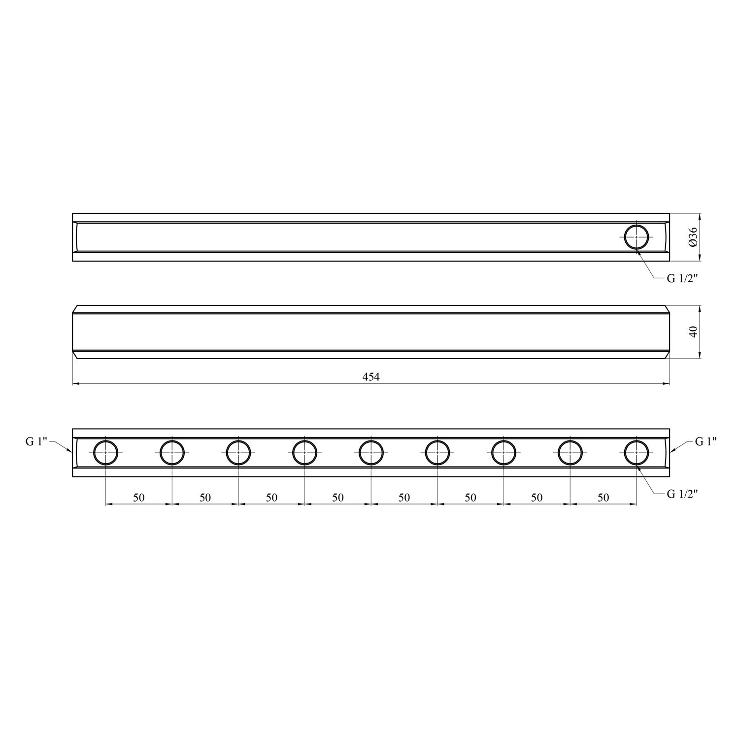 Колектор балка Karro на 9 виходів 1"x1/2" РВ латунний KR-2001