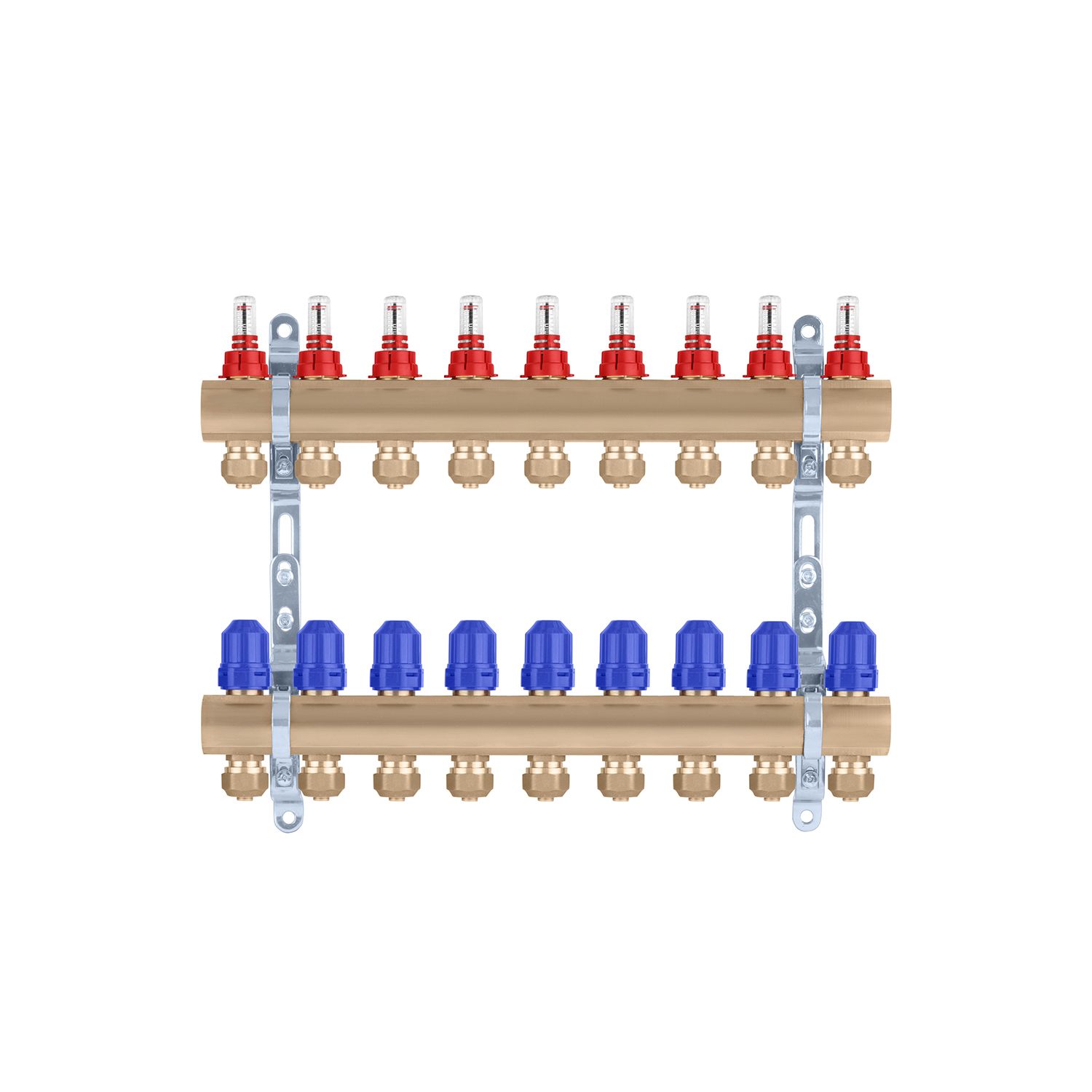 Колектор в зборі STA на 9 виходів 1"х3/4" з євроконусами, латунний