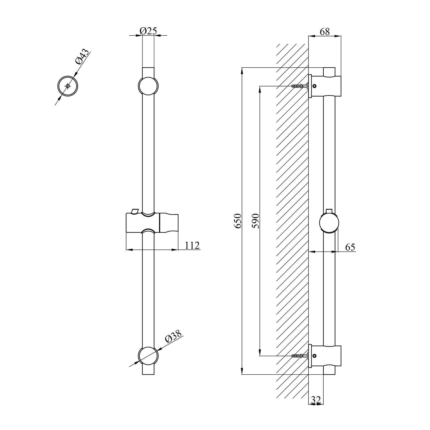 Штанга для душу Kroner KRP Edelstahl Klassisch - ESG230