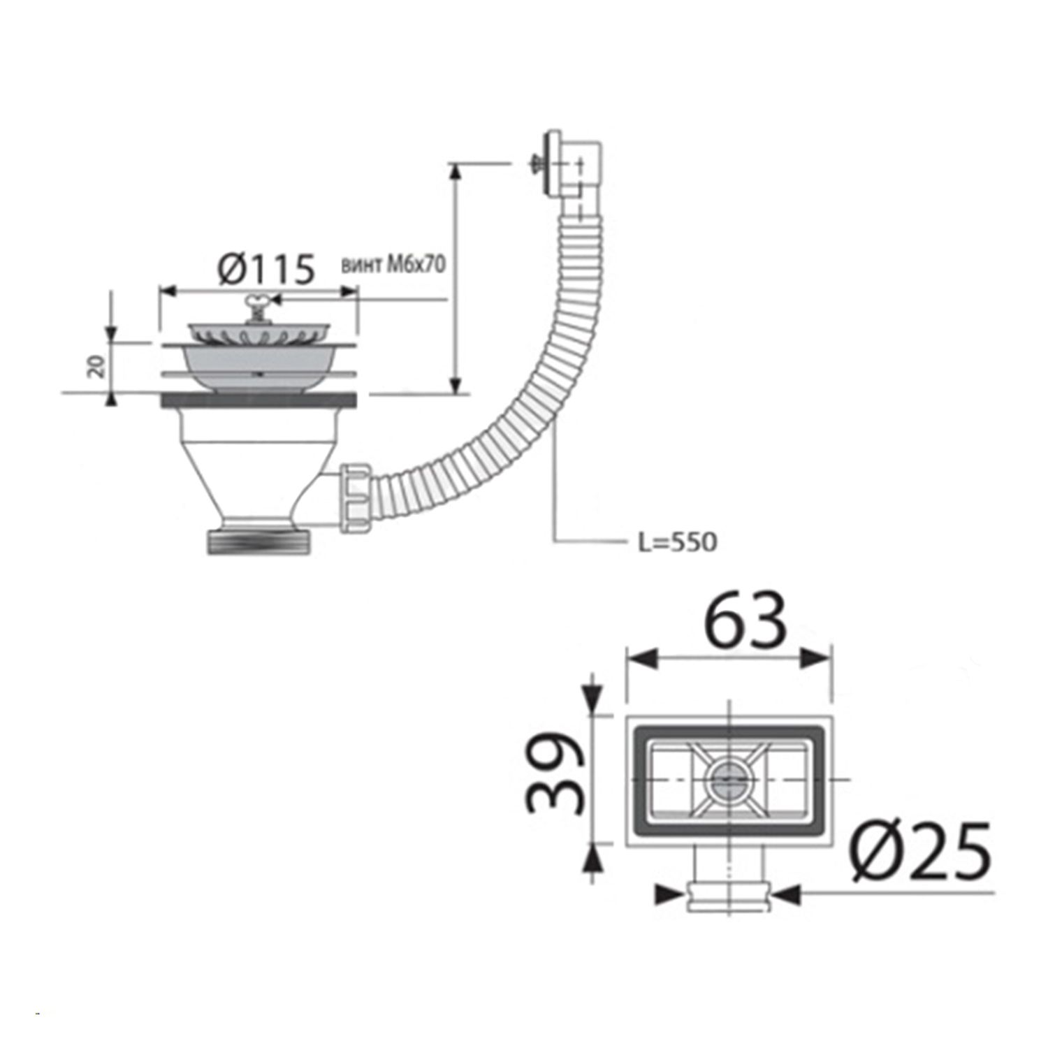 Різьбовий випуск KronoPlast 3 1/2''х40 мм з квадратним переливом NS1001РР07