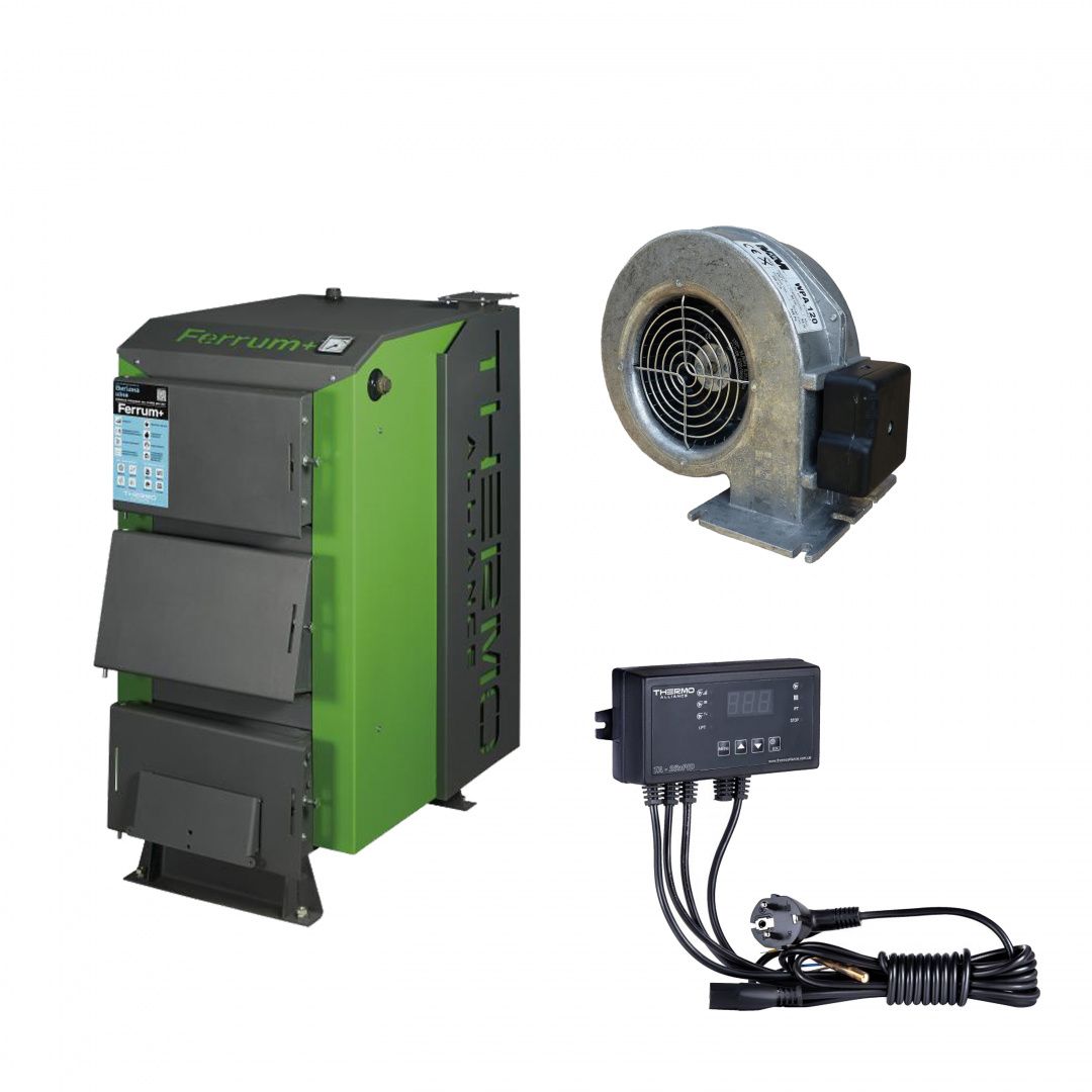 Thermo Alliance Ferrum Plus V 3.0 Котел твердотопливный стальной FSF+ 20 + Вентилятор котла до 40 кВт, "M Plus M" + "ТА25nzPID" Контроллер для котла