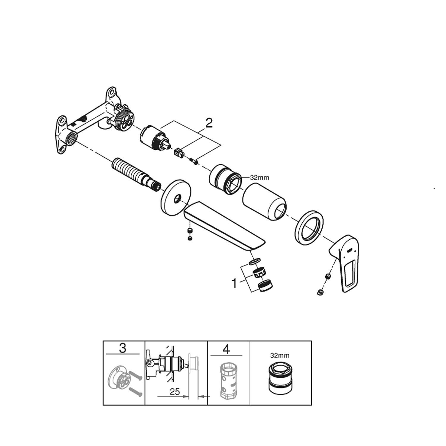 Змішувач прихованого монтажу для раковини Grohe BauLoop New 20289001