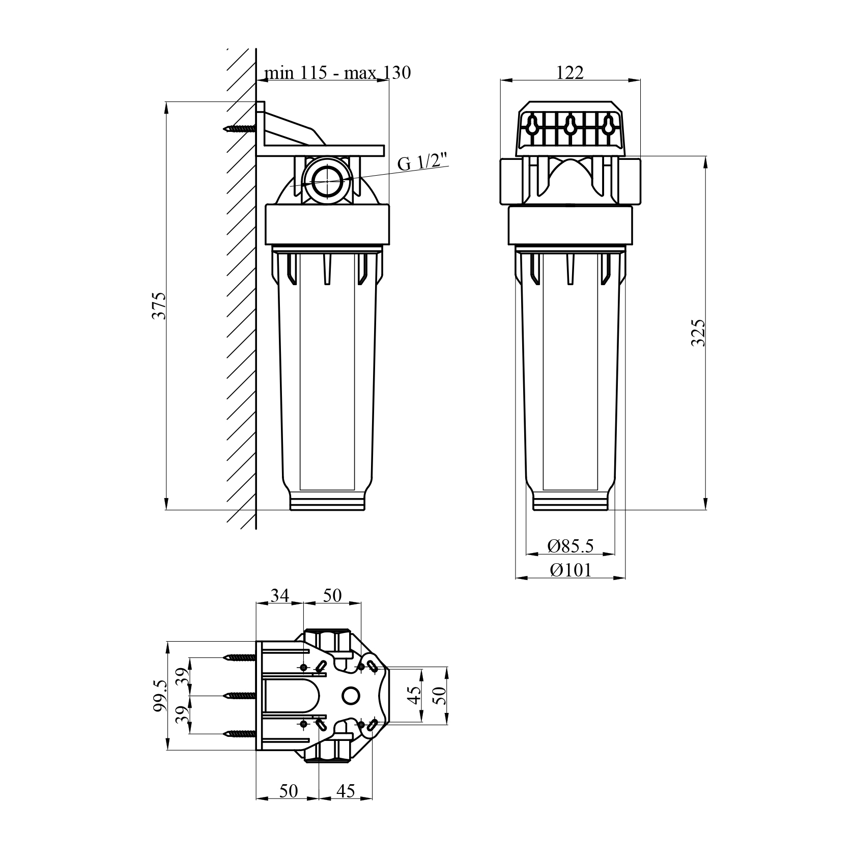 Фільтр-колба Atlas Filltri DP 10 Mono 1/2" OT TS Complete Housing
