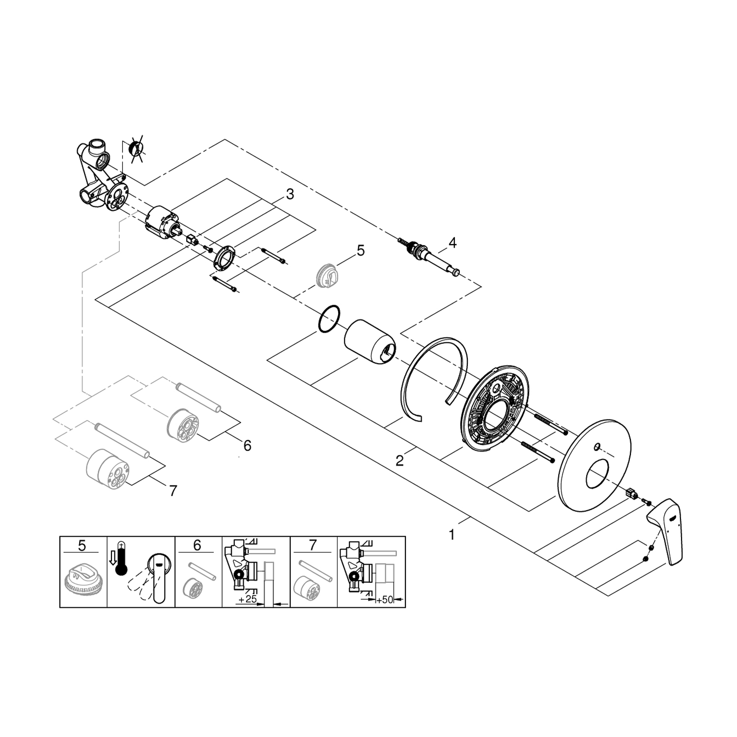 Змішувач прихованого монтажу для ванни Grohe Start Flow 29117000