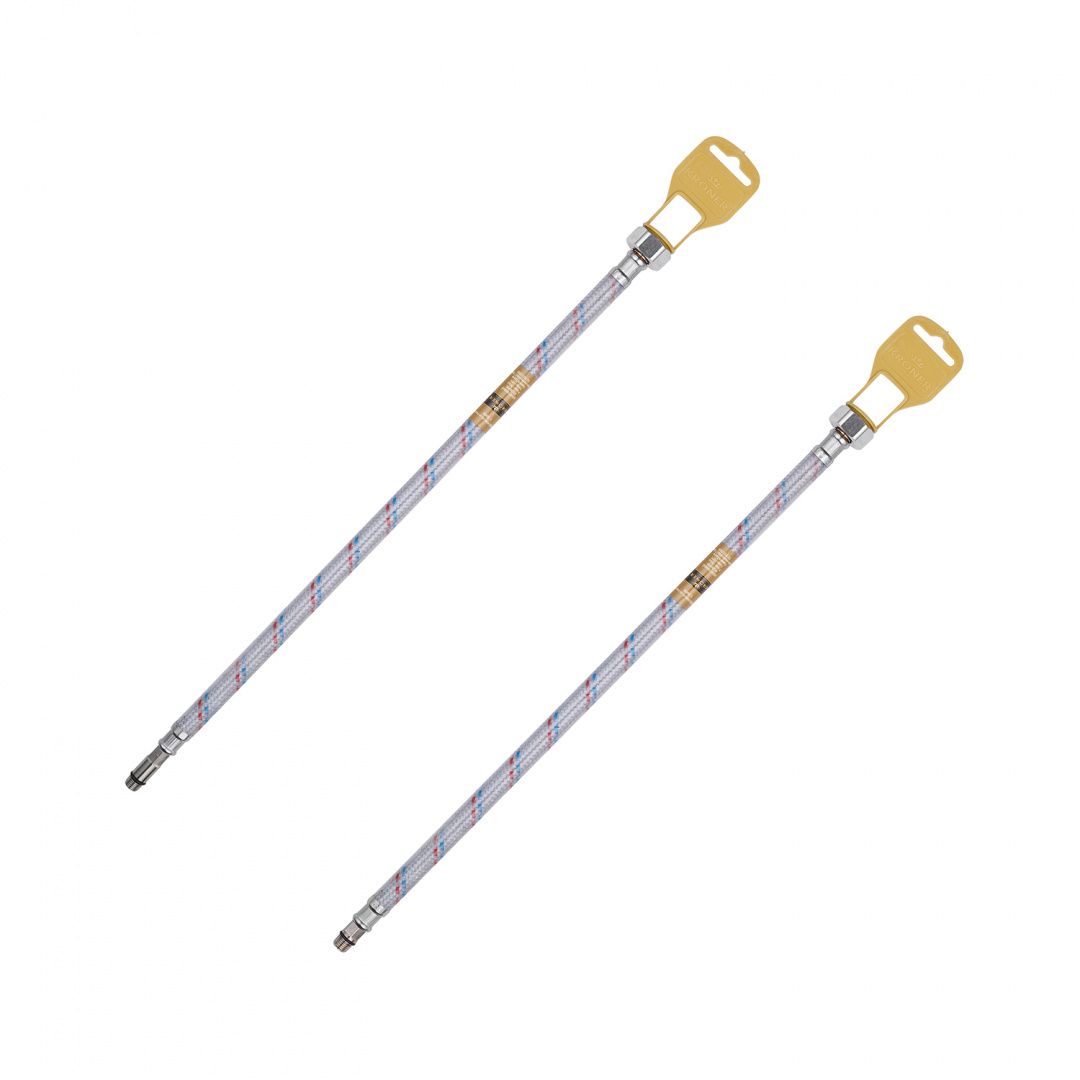 Гнучка підводка для підключення змішувача Kroner KRM 1/2"хМ10 ВЗ 120 см в нейлоновому обплетенні покритому ПВХ (пара)
