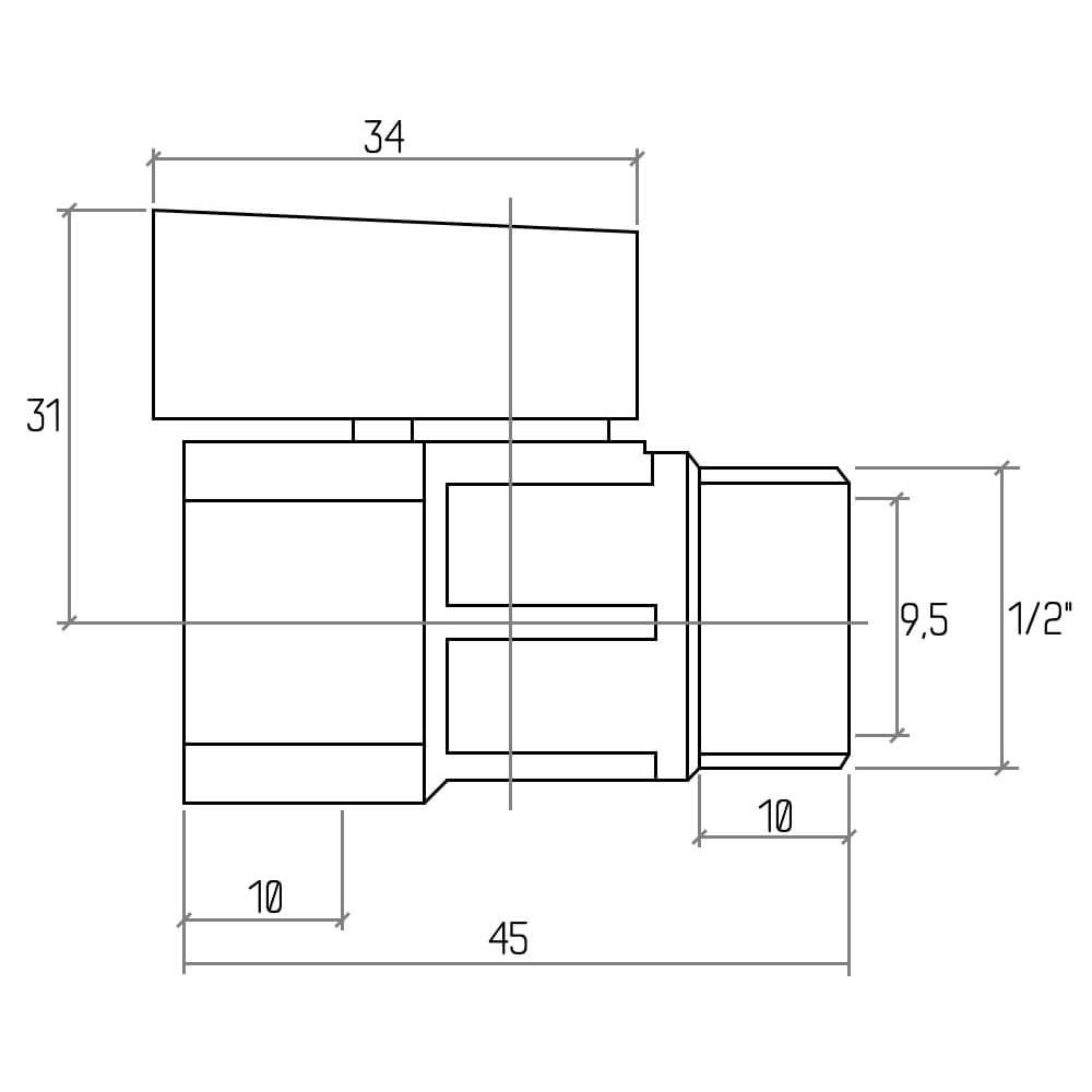 Кран шаровой Rastelli MINI 1/2" НВ Арт. 81