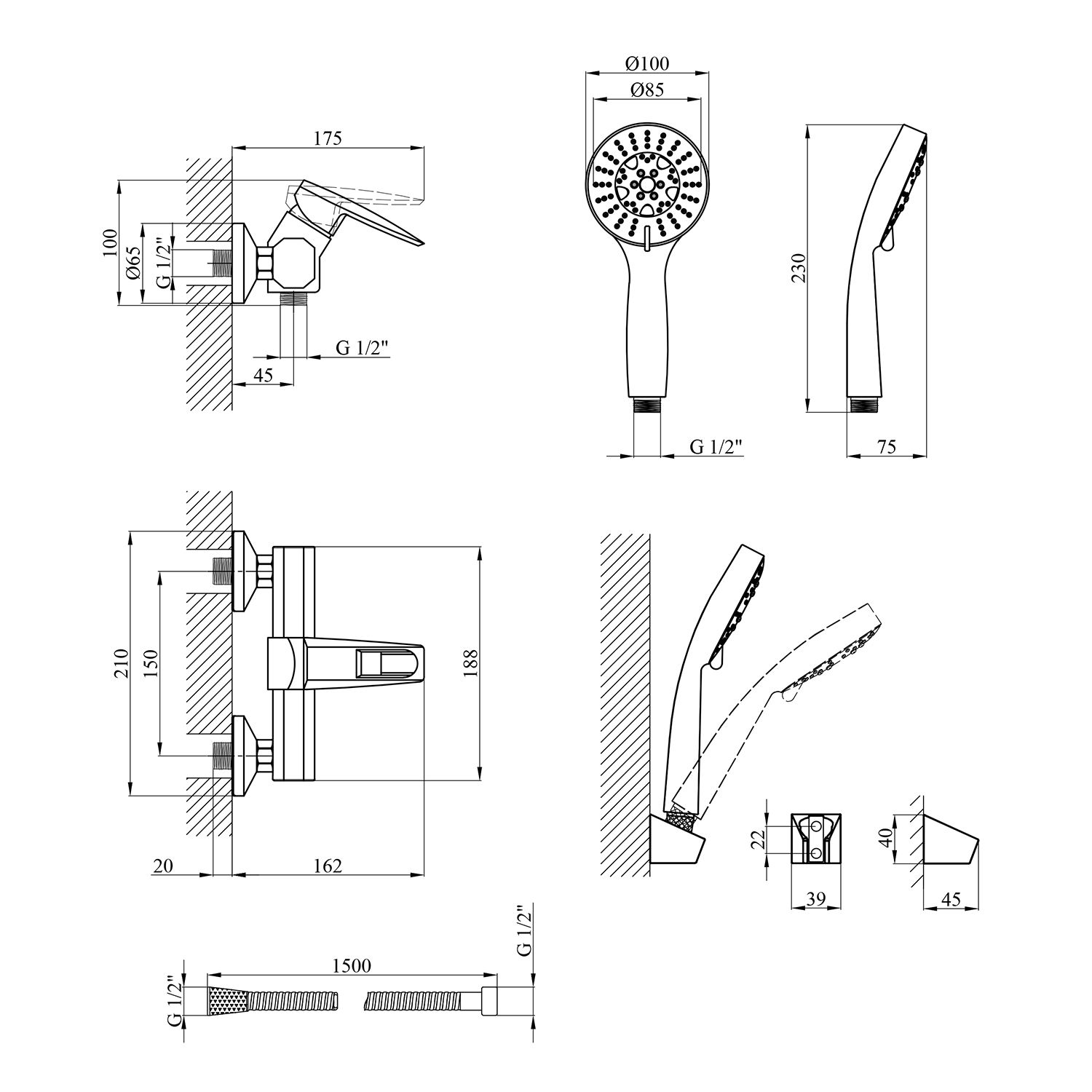 Змішувач для душу Kroner KRM Kante - C050