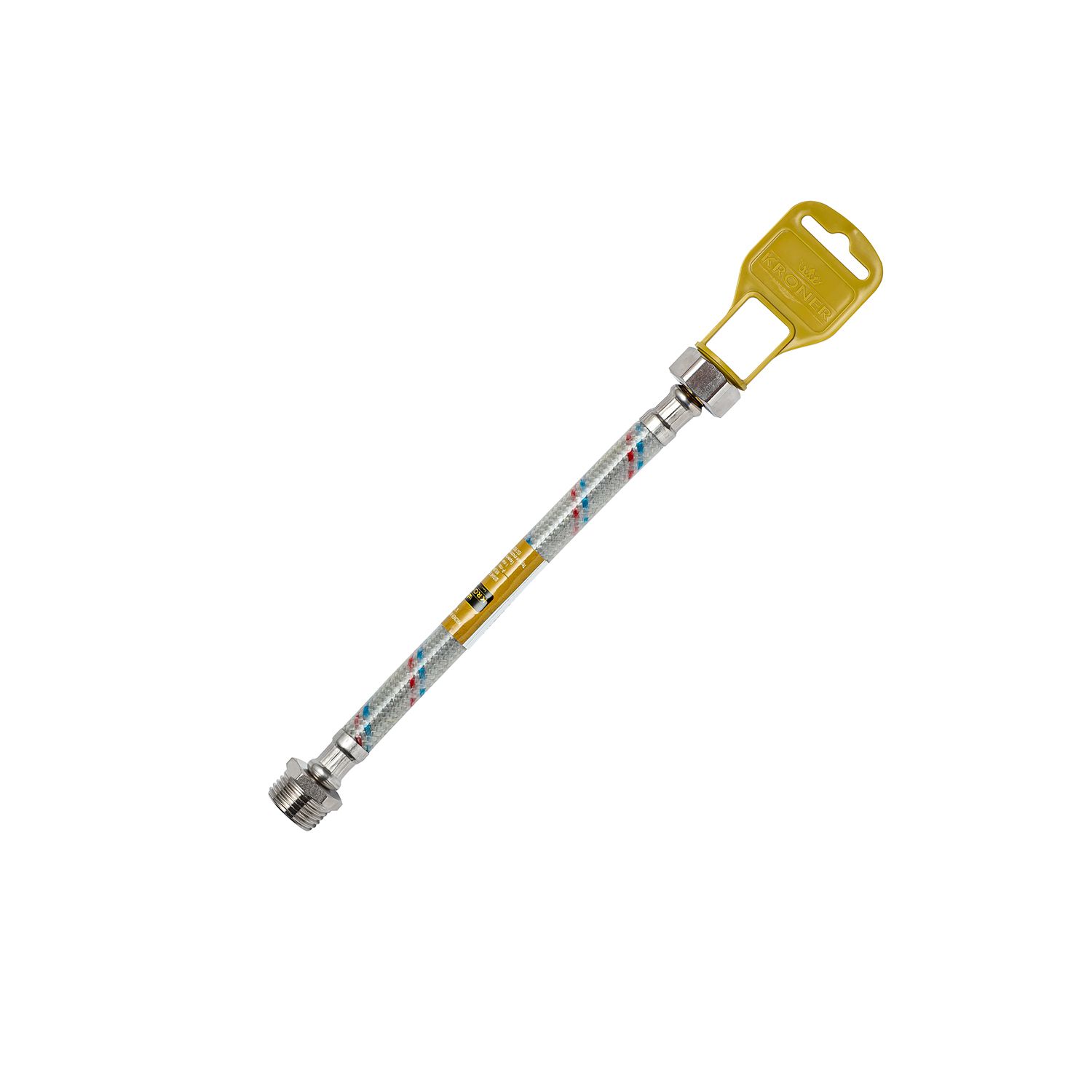 Гнучка підводка для підключення води Kroner KRM 1/2" ВЗ 100 см в нейлоновому обплетенні покритому ПВХ